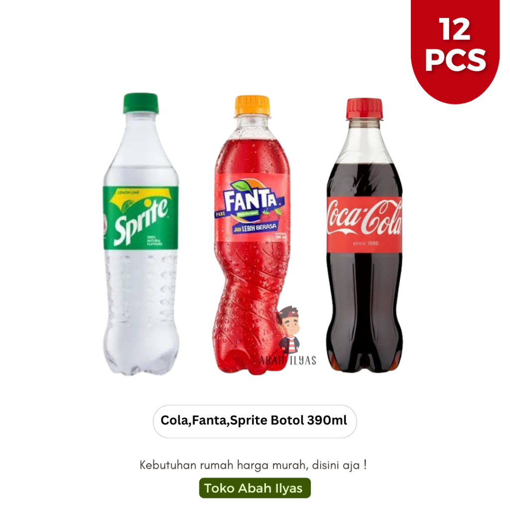 

Sprite / Fanta / Coca Cola Botol 390ml isi 12Pcs