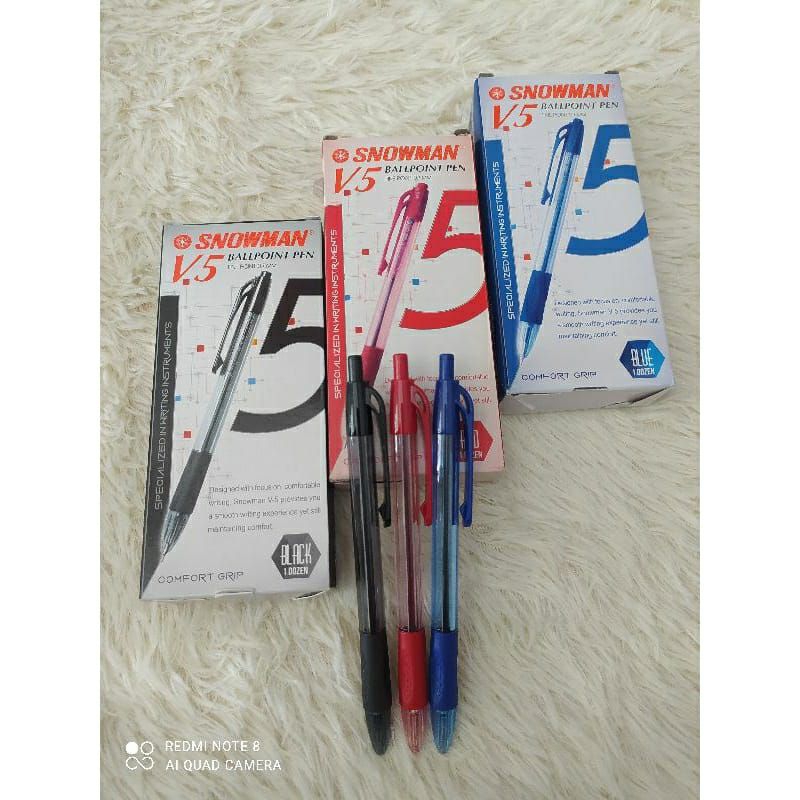 

Bolpoin//Pulpen//Bolpen Snowman V5 Hitam, Biru, Merah ( 1pcs )