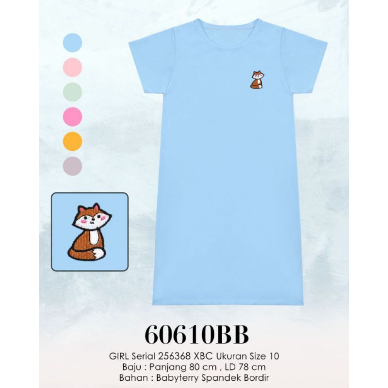 60610BB / BL Lemone daster anak size 10 dress babyterry polos