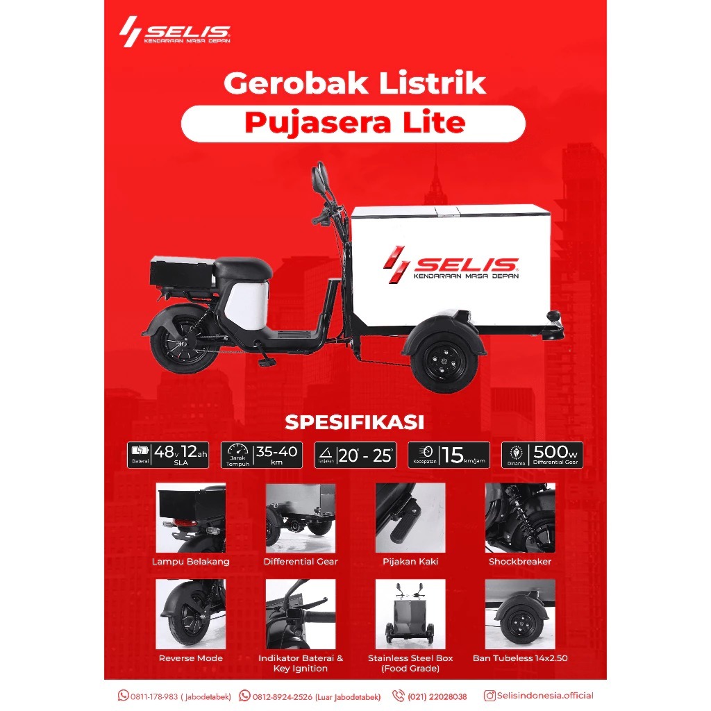 SELIS - Gerobak Sepeda Listrik Pujasera Lite - Gerobak Makanan/Minuman Kopi