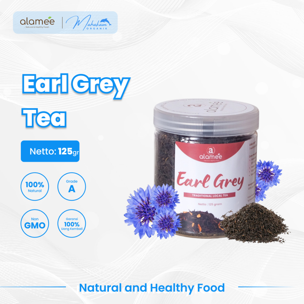 

ALAMEE Earl Grey Tea Teh Tradisional Alami Organik Dried Leaf Premium Earlgrey 125gr