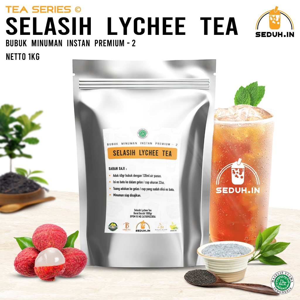 

SDF Lychee Tea + Topping Selasih 1KG /Bubuk Minuman
