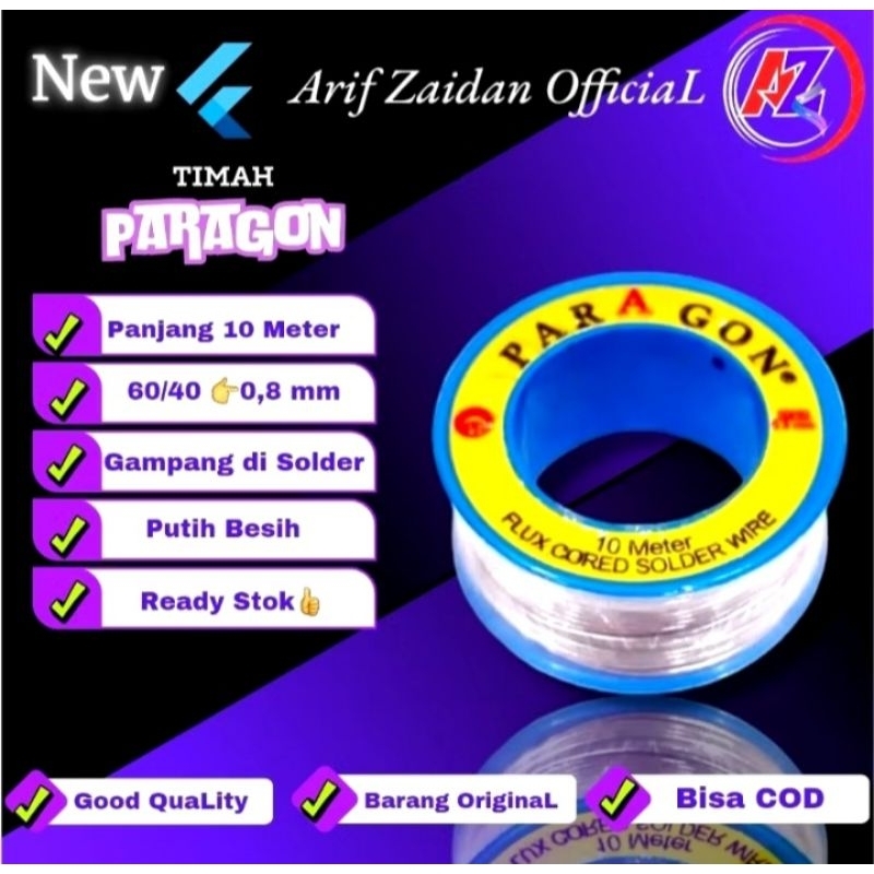 Timah Solder Paragon 60/40 0.8mm panjang 10 Meter Roll Kecil Tenol Solder Timah Paragon 1 RoLL