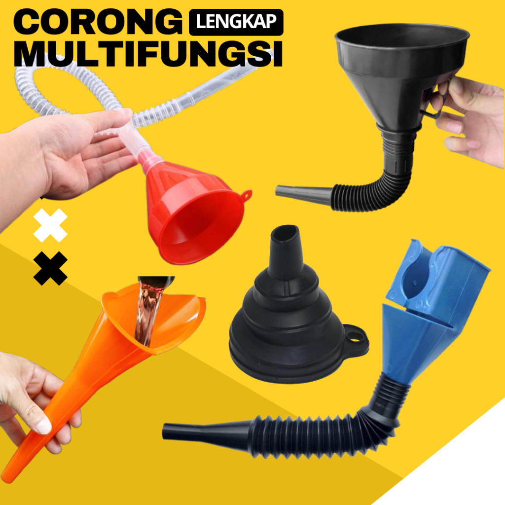 Corong Air Minyak Oli Bensin Panjang - Corong Pupuk - Corong Adonan  - Corong Lipat Leher Fleksibel 