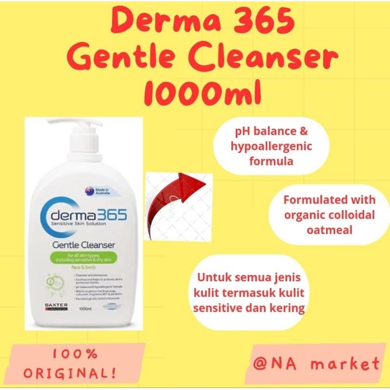 Derma 365 GENTLE CLEANSER FACE&BODY 100 ml 500ml 1000ml /Sabun Cuci Muka dan Badan/ Facial wash /For