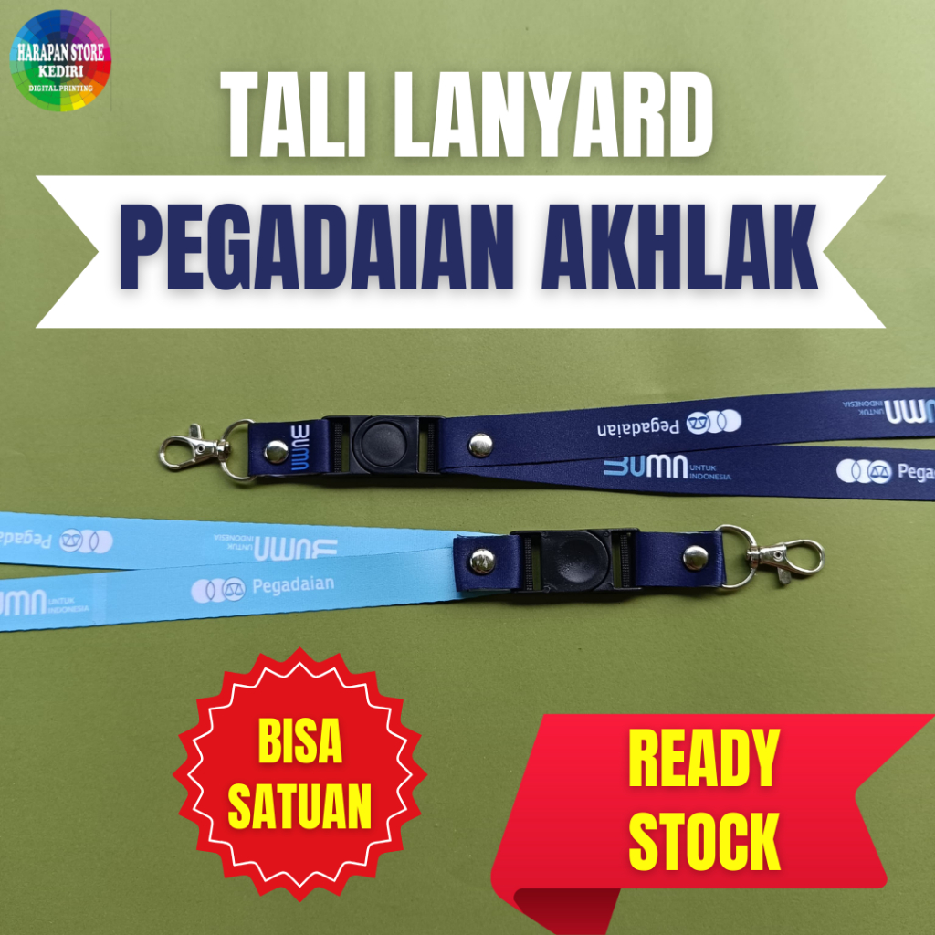 

[READY STOCK] TALI LANYARD ID CARD YOYO PEGADAIAN AKHLAK BUMN - BISA SATUAN - FULL PRINTING