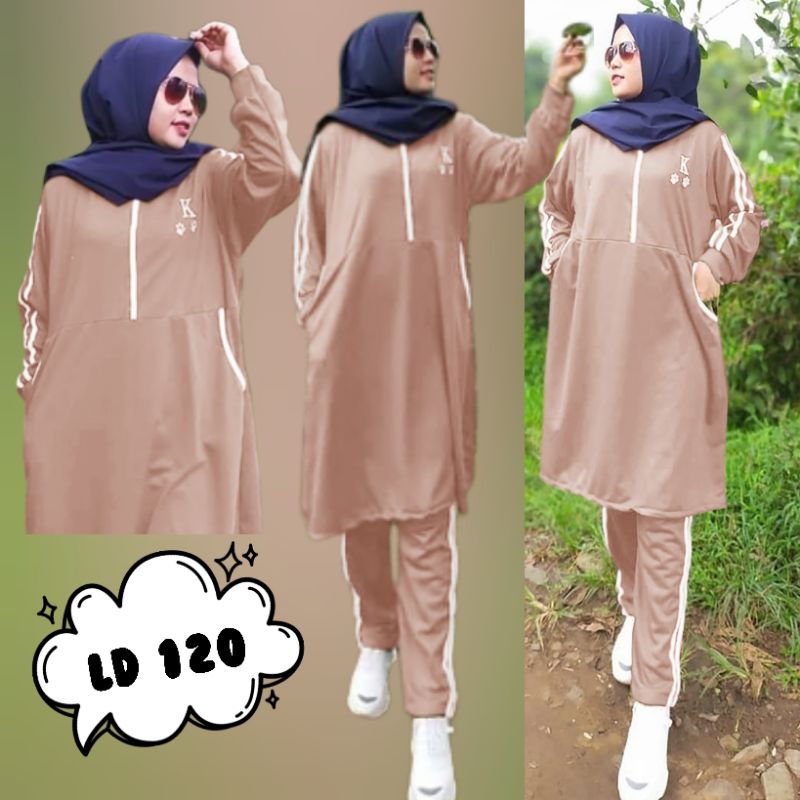 REAL PICT LD120-128 SETELAN TRAINING OLAHRAGA WANITA MUSLIMAH ONESET STELAN PAKAIAN WANITA OUTFIT SP