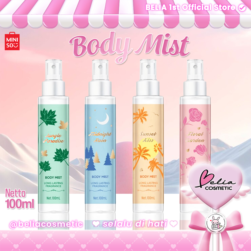 ❤ BELIA ❤ MINISO Body Mist 100ml | Midnight Rain | Jungle Paradise | Floral Garden | Sunset Kiss | B