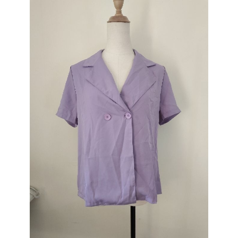 Blazer Korean Lengan Pendek Lilac