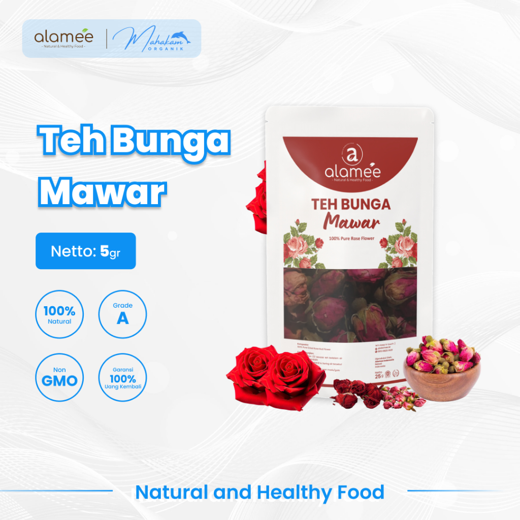 

ALAMEE Dried Rose Bud Tea Teh Bunga Mawar Organik Kering Flower Herbal 5gr
