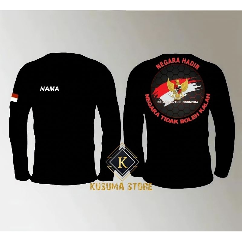 KAOS LENGAN PANJANG BRIMOB WARNA HITAM TERBARU