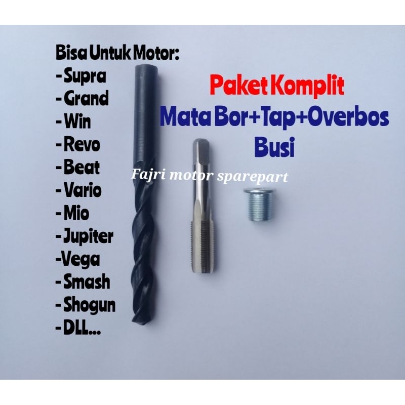Paket Komplit Mata Bor Tap Senai untuk Pasang Overbos Busi Supra Vega Mio Beat Vario Smash Shogun