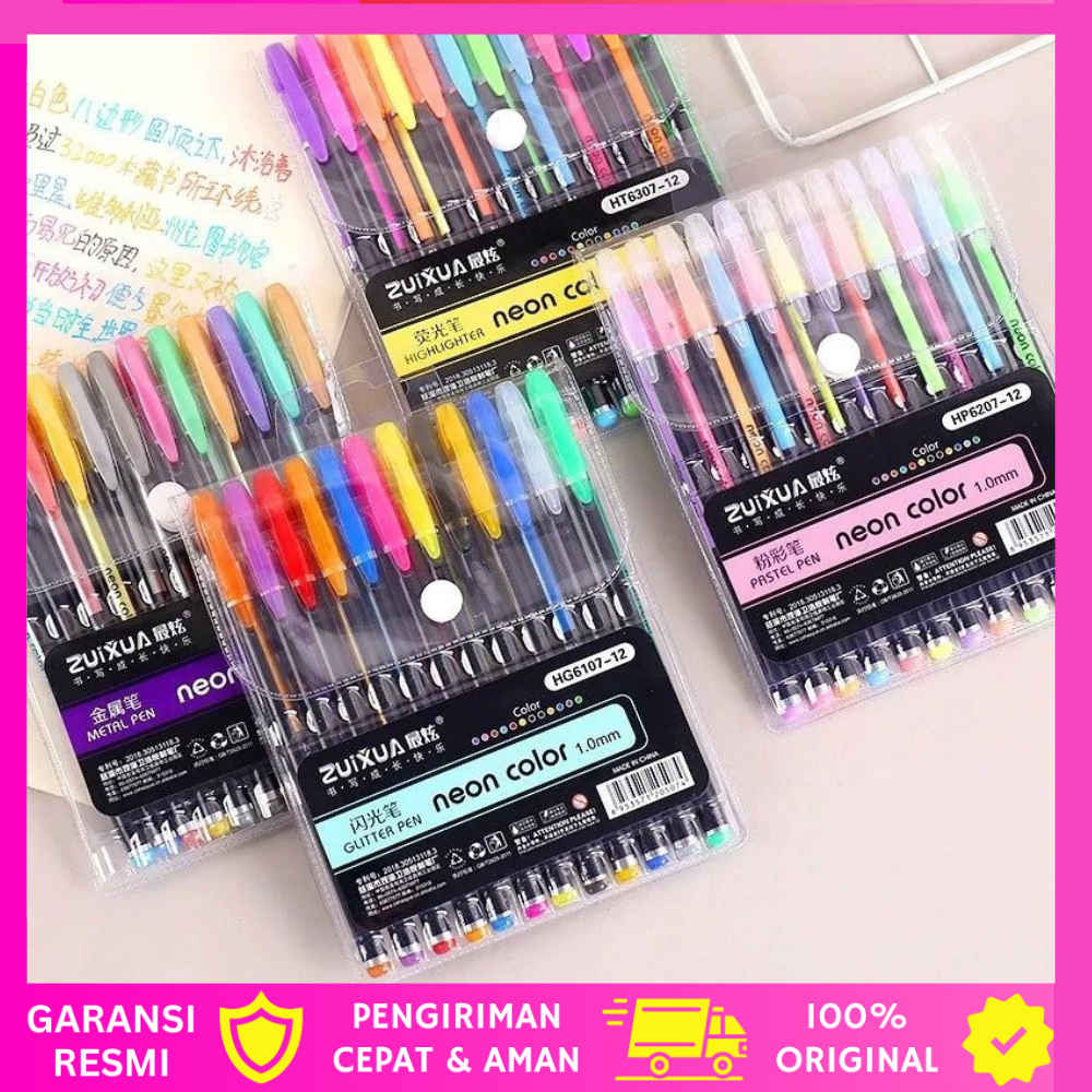 

12 Pcs Pulpen pen gel warna warni NEON/color pen/gel pen color/pen NEON