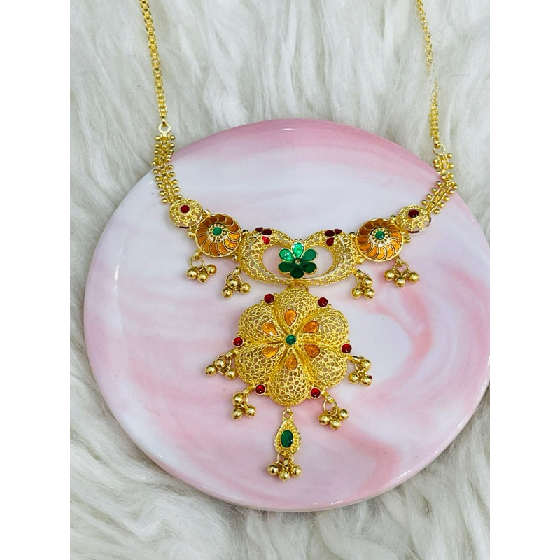 kalung bunga kerawang dubai warna warni emas asli kadar 700