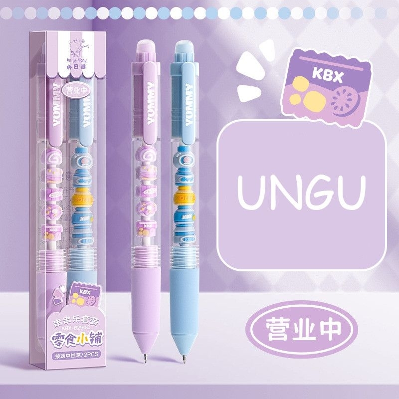 

pulpen gel mekanik isi 2 lucu didalamnya ada mainan tersedia ungu dan pink