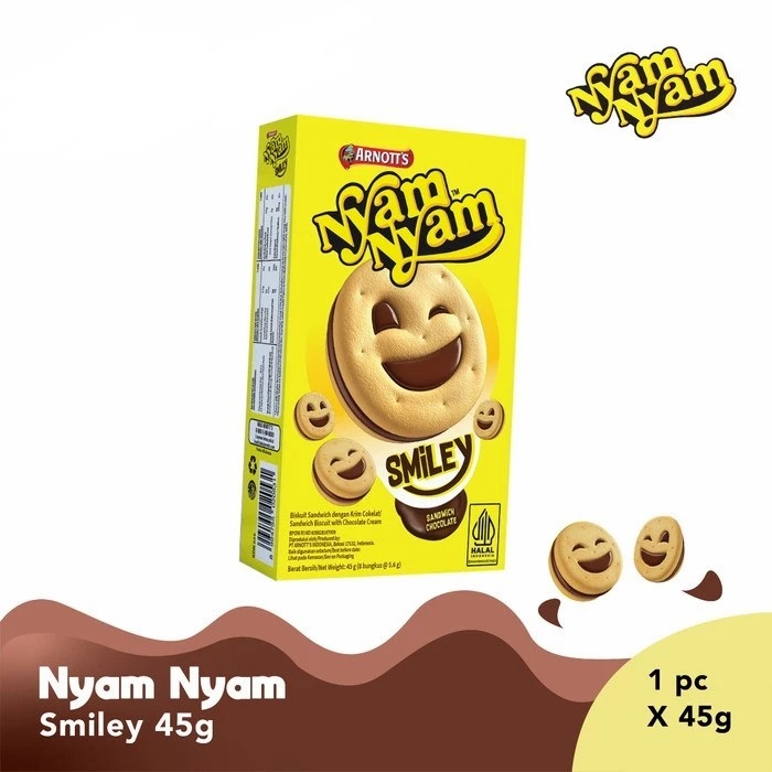 

Nyam Nyam Smiley 45g Biscuit Sandwich Chocolate