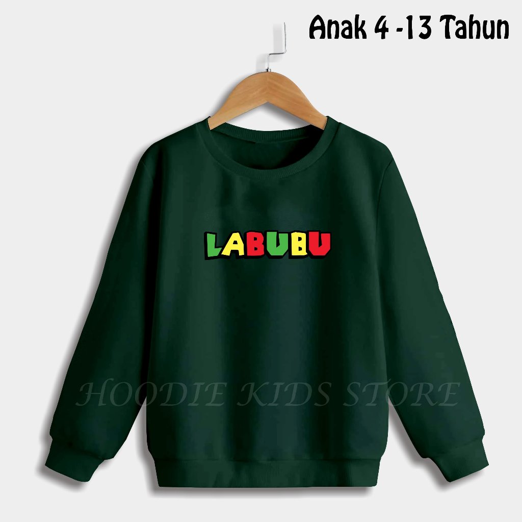 Sweater Polos Anak Laki-laki/Perempuan Usia 4 - 13 Tahun Sweater Crewneck LABUBU Anak Bahan Tebal