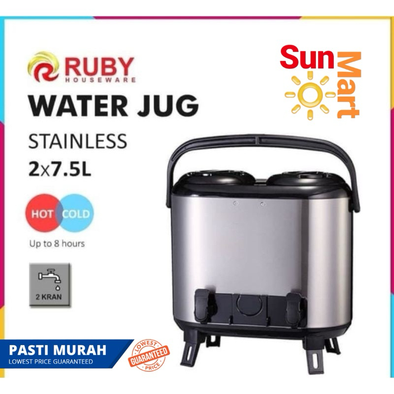 Double Water Jug Ruby 15 liter Stainless Termos Jumbo Milktea Ruby