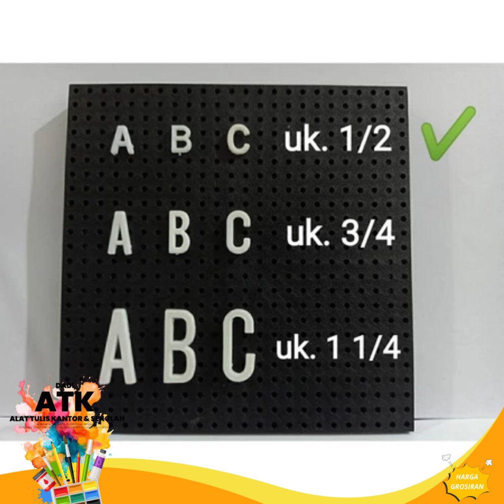 

Huruf Plastik Movitex | Data Text | Data Graph ( A s/d Z Uk 1/2 Inch )