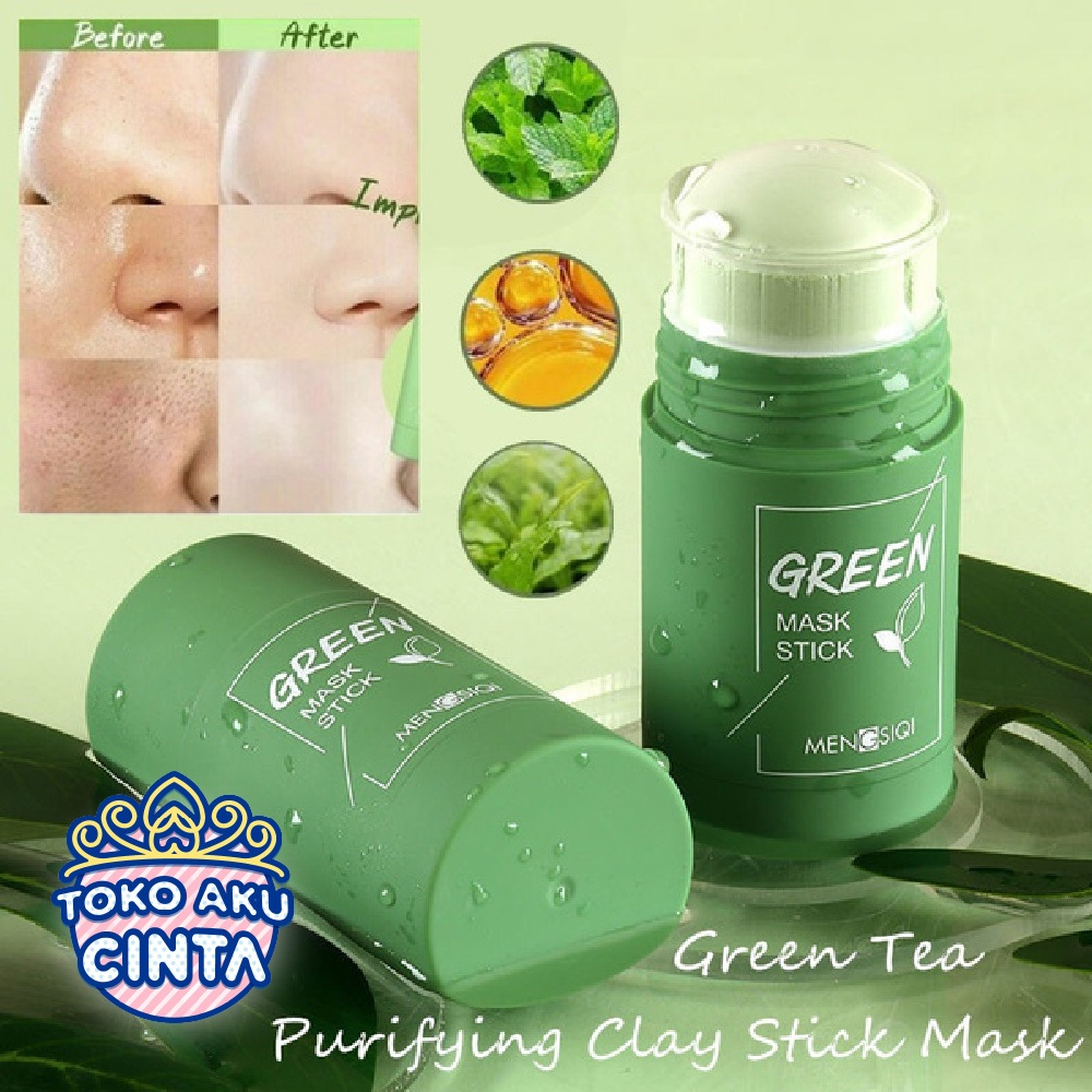 [JAMIN ORI] Green Tea Mask Cleansing Clay Stick Masker wajah Masker Pembersih komedo