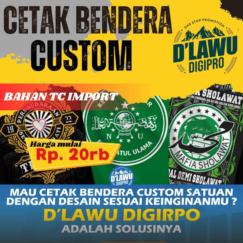 SPANDUK KAIN / BENDERA CUSTOM / BENDERA FULL PRINTING / BENDERA SABLON / SPANDUK CUSTOM / SPANDUK JU