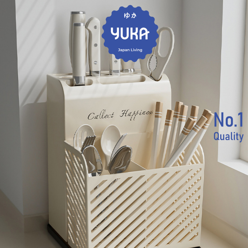 YUKA - HATSU Tempat Susun Utensil Estetis Wadah Susun Sendok Garpu Multifungsi Organiser Sendok Garp