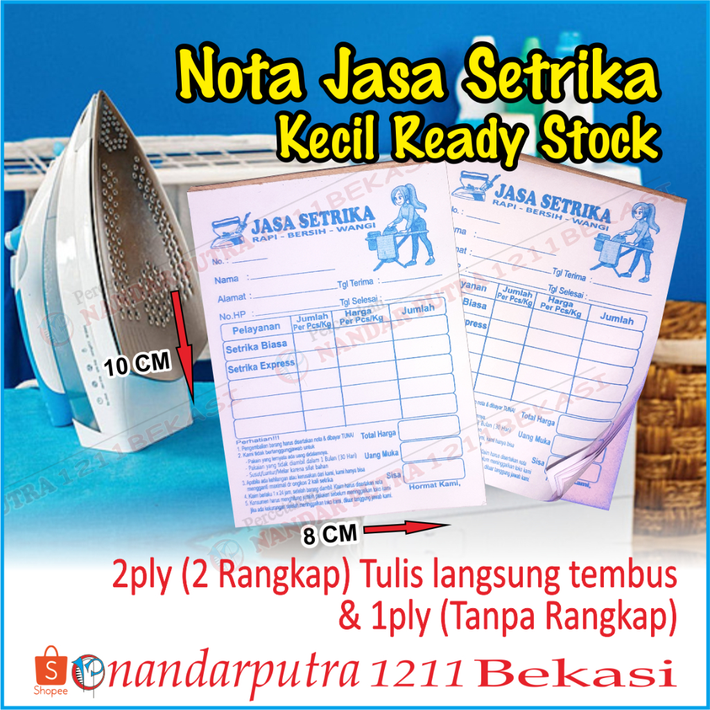 

Nota Jasa Setrika Kecil/Nota Jasa Setrika/Nota Setrika/Nota Gosok/Nota Laundry Setrika