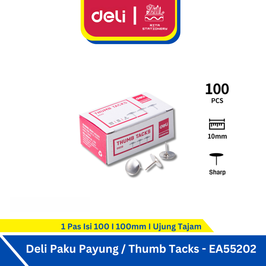 

Deli Paku Payung isi 100 / Thumb Tacks 10mm - E0020