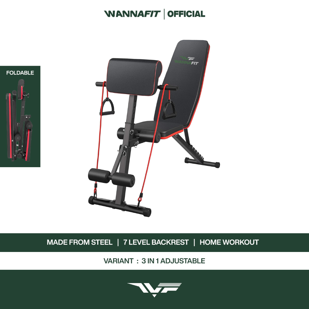 WANNAFIT Bench Press 3 in 1 Adjustable | Bangku Fitness | Alat Gym