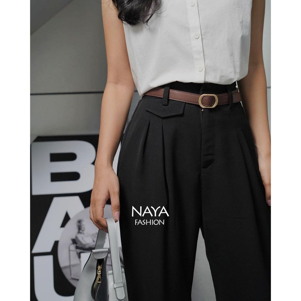 Naya - Celana Kulot Wanita Kekinian Celana Panjang Oro Pants Highwaist Celana Bahan Korean Style