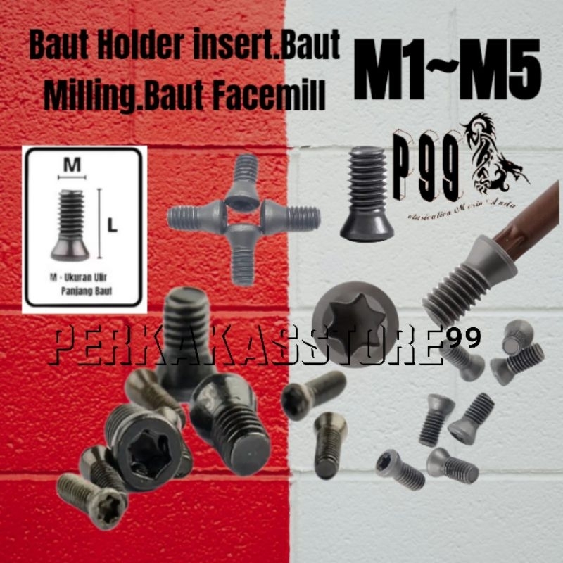 [BISA COD] baut holder bubut screw facemill baut insert bubut M1.5 M1.6 M1.8 M2 M2.2 M2.5 M3 M3.5 M4