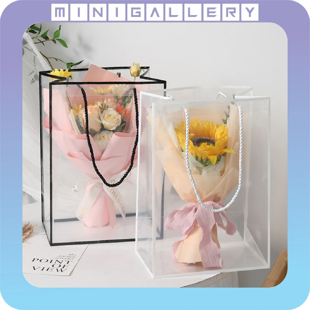 

Paper Bag Tas Mika Polos transparant Hand Bag Flower Gift Box Tas Bouquet Buket Souvenir KB1009