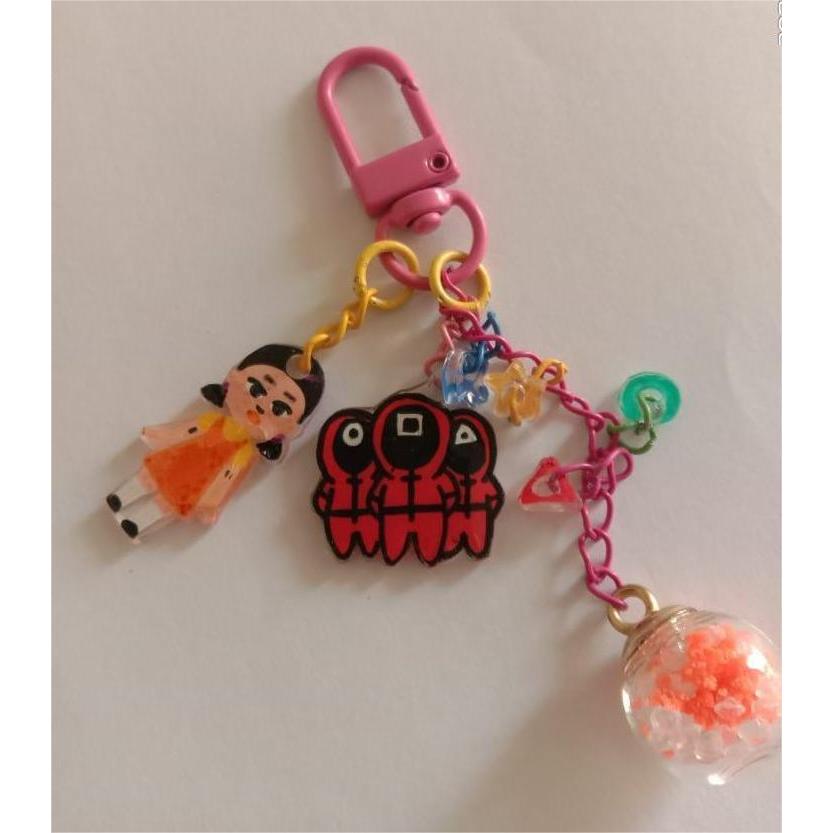 Mini Charm gantungan kunci key chain Squid Game