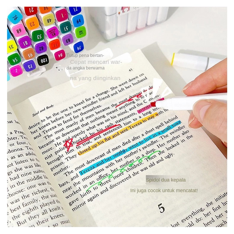 

Spidol Set 12/24Warna Sketch Marker Spidol Warna 2in1 Spidol Sketsa Double Tip Dasar Berkepala Dua Lukisan Pensil Cat Air Seni Ququ