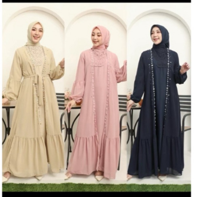Gamis Brokat satin payet Wanita