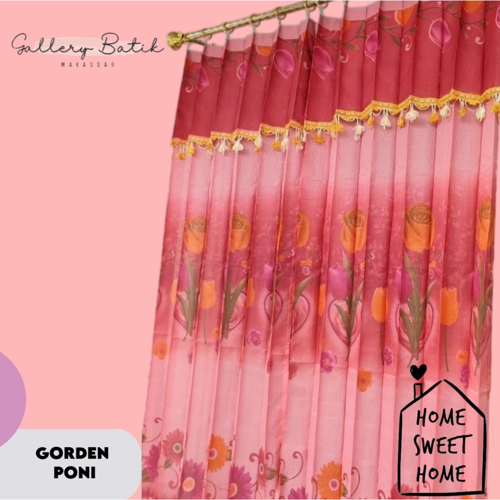 GORDEN PINTU KAMAR/GORDEN JENDELA PANJANG/GORDEN MOTIF BUNGA/ GORDEN PLISKET MAKASSAR [[Gallery Bati