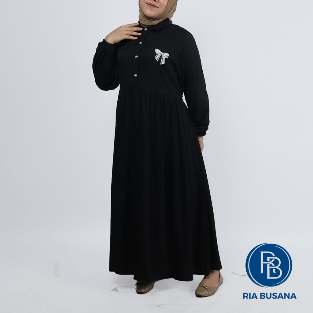 Ria Busana - Agape 88 - Gamis Panjang Wanita Rayon Polos Kancing Atas art. 2419-MIDI