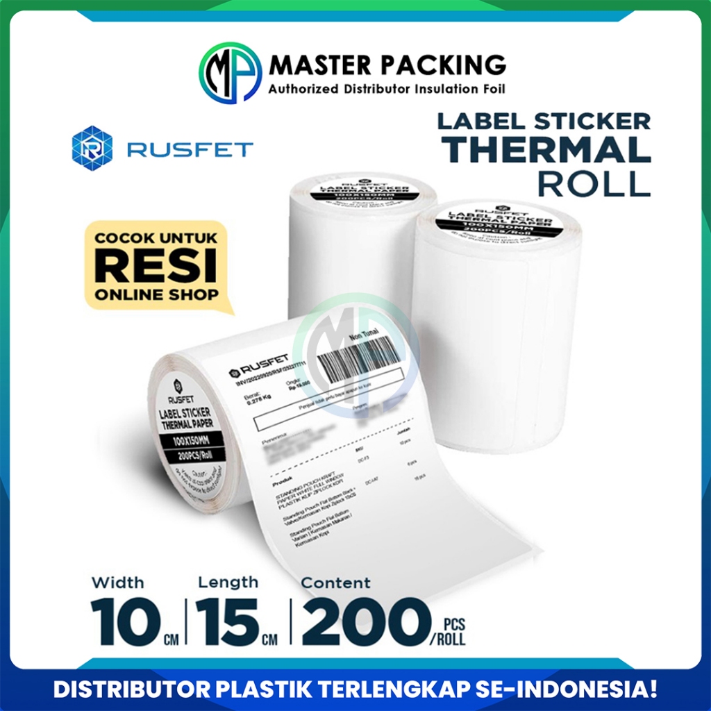 

Kertas Termal Label Sticker Paper Thermal Printer Resi 10x15cm - 200pcs Per Roll