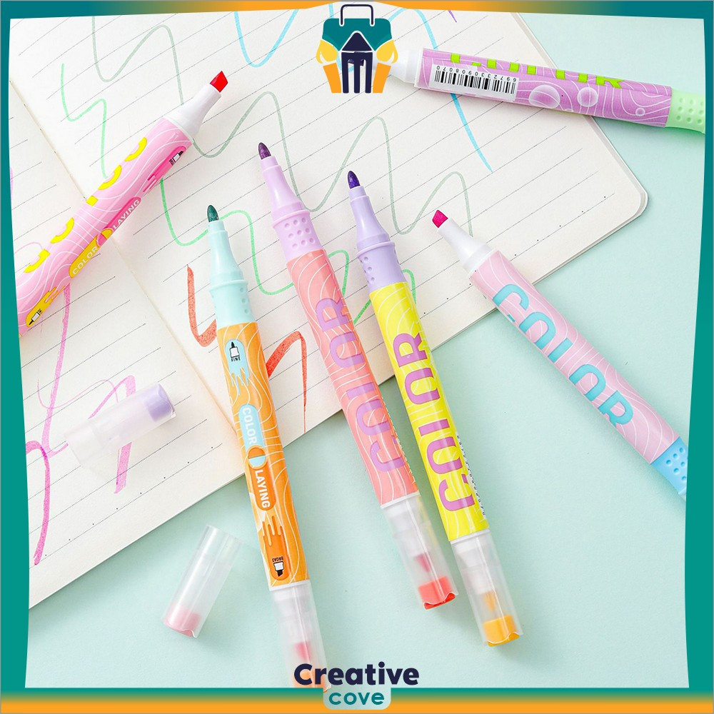

Penanda Teks Highlighter Pastel 2 Sisi Alat Tulis Sekolah / Spidol Set Isi 6pcs 12 Warna Serbaguna/ Pen Marker dengan Ujung 2 Tip Creative Cove A114