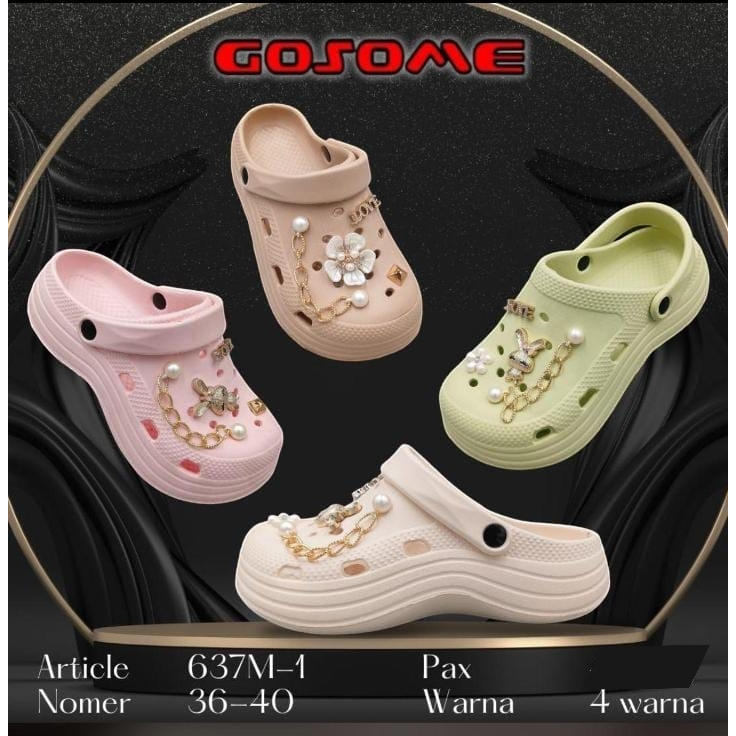 S165- Sendal baim rantai dan bunga Sendal baim dewasa sendal karet gosome sendal baim lucu