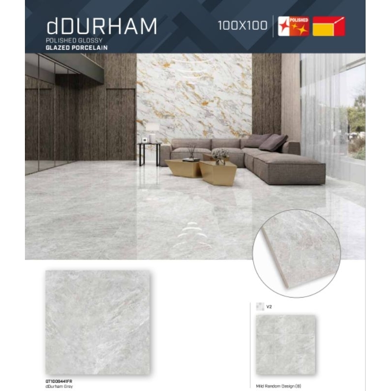 Durham Polished Glossy Glazed Porcelain 100x100 ROMAN GRANIT