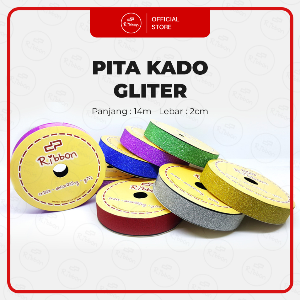 

Pita Kado GLITTER 3/4" Pita Jepang 2cm Pita Rol Plastik 18mm RIBBON Kilap Kerlip Metalik Gliter