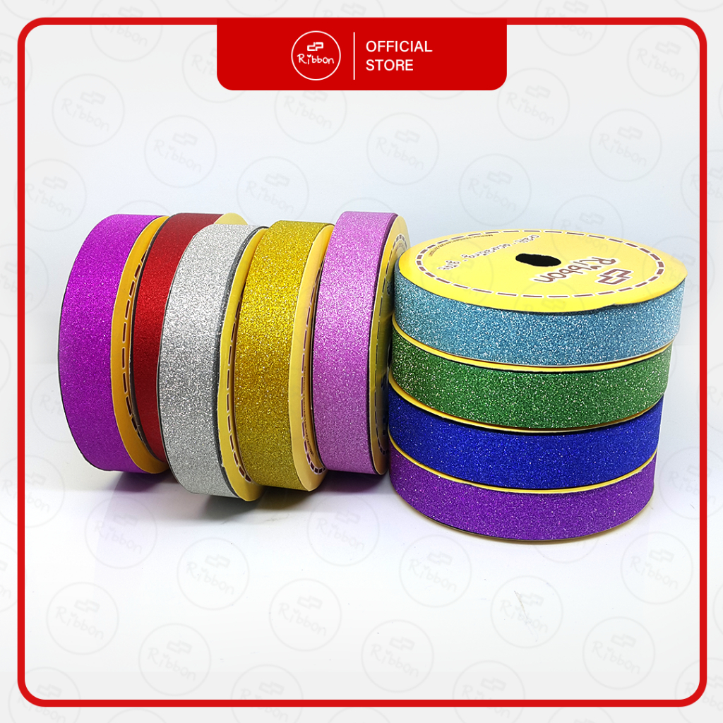 

Pita Kado GLITTER 3/4" Pita Jepang 2cm Pita Rol Plastik 18mm RIBBON Kilap Kerlip Metalik Gliter