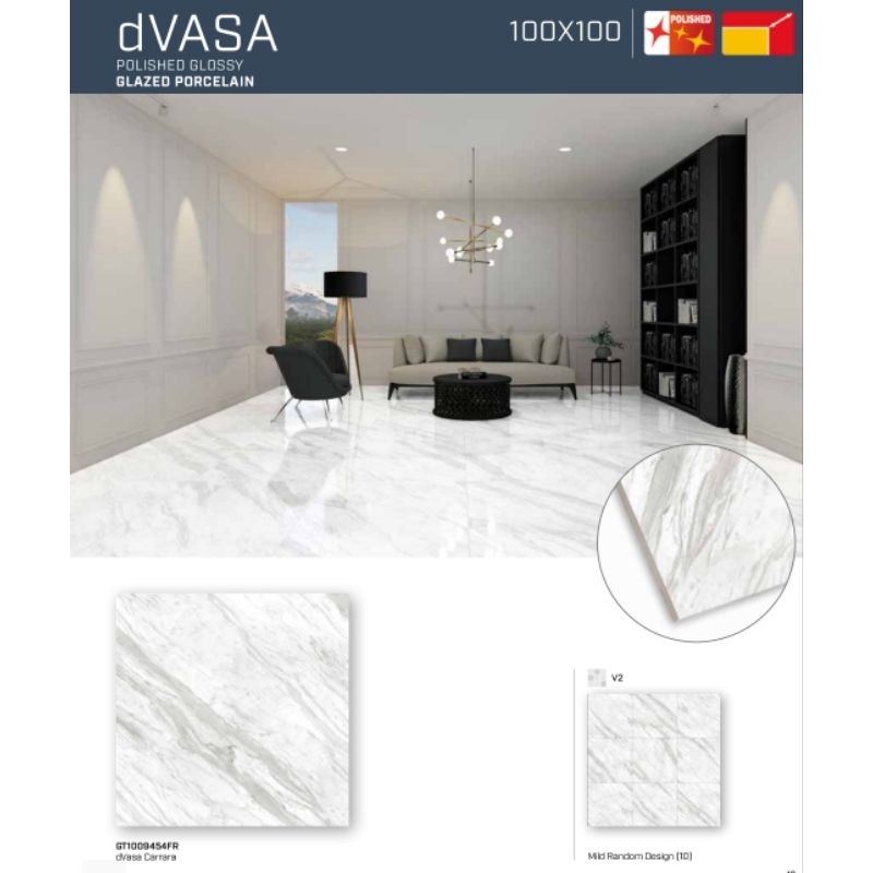 dVASA Polished Glossy Glazed Porcelain 100x100 Roman granit