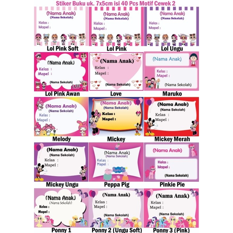 

Stiker Buku Motif Cewek 2/Label buku/Stiker Nama Buku/ Label Nama Buku