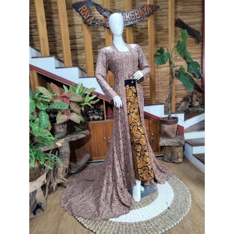 kebaya pengantin coklat, kebaya pengantin Milo, kebaya kutubaru coklat.