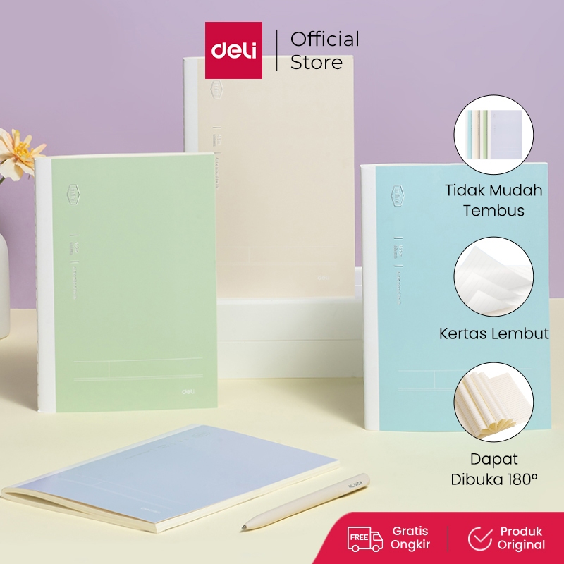 

Deli Suture Notebook A5 40/60 Lembar, dijilid dengan jahitan sederhana FA5X0