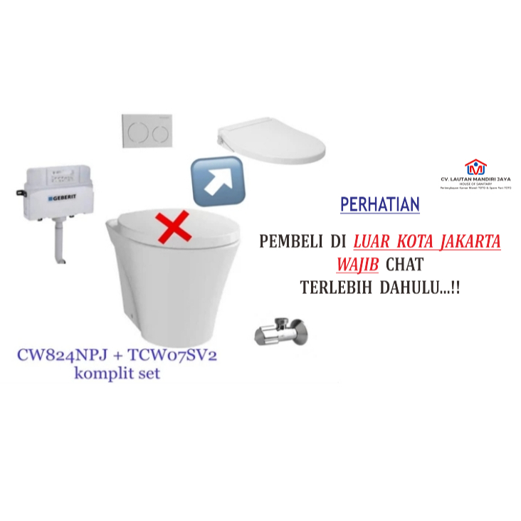 CARGO JNE Kloset Duduk TOTO CW824NPJ dengan Eco Washer TCW07SV2 komplit set