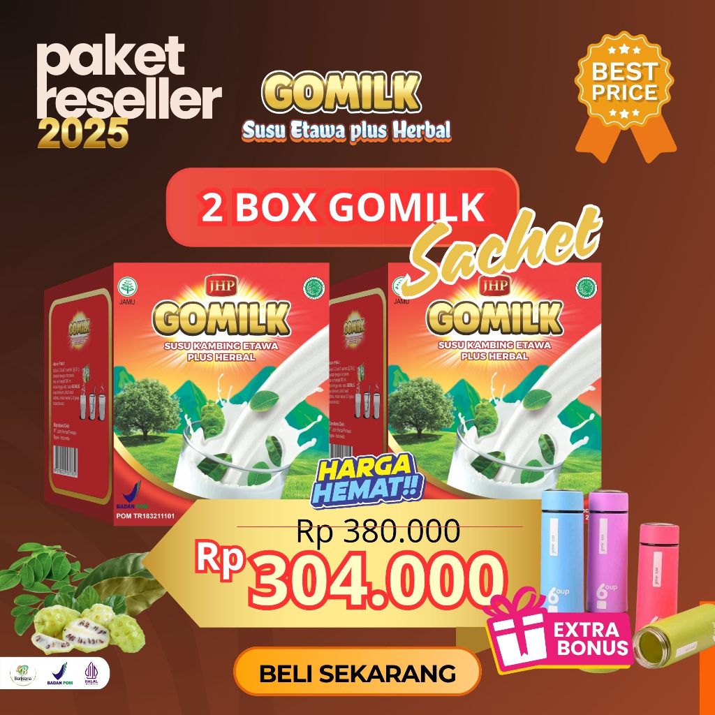 

GOMILK SACHET 2 BOX SUSU KAMBING ETAWA PLUS HERBAL ISI 80 SACHET DISKON 20%