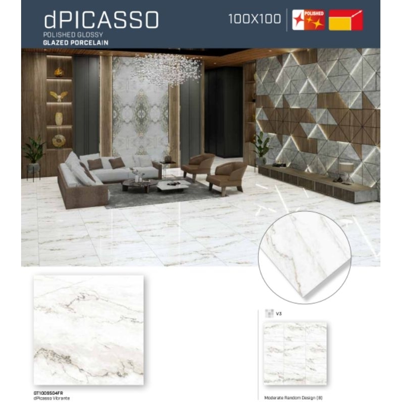 dPicasso Vibrante Roman Granit Glossy Ukuran 100x100